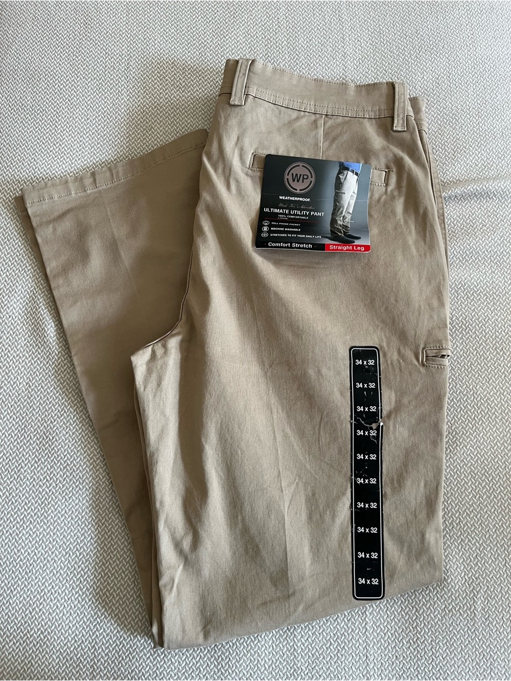 NWT Weatherproof Men's Straight Leg Utility Khaki Pants Size 34x32